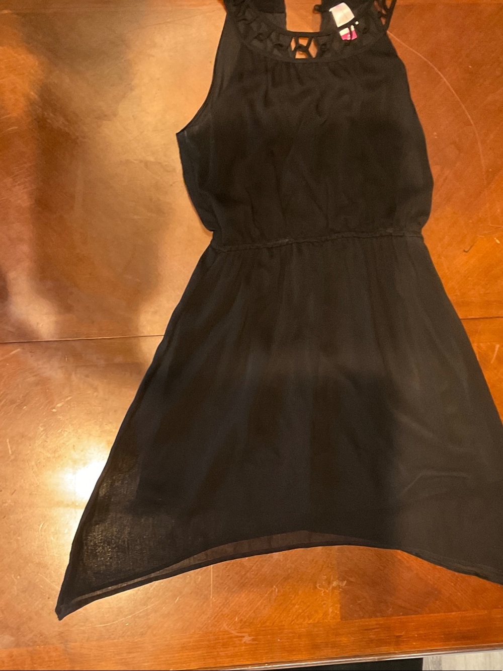 No Boundaries Black Midi Dress with Lattice Neckline
